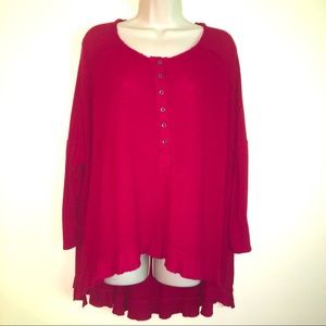 Free People Benedict Canyon Henley High Low Hem In Red Size Small